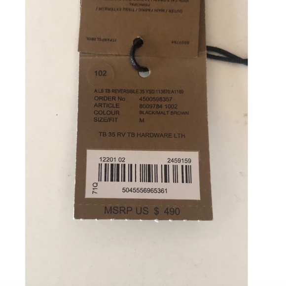 Burberry Black/Brown with Tag  Logo Buckle Reversible Leather Belt - Picture 8 of 13